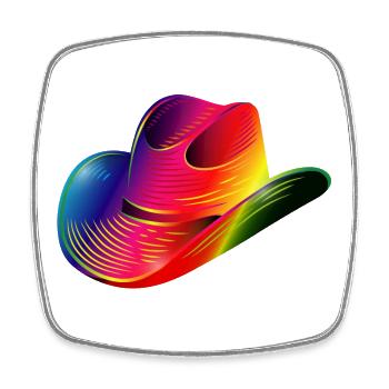 Cowboy Hat, Western Hat in Rainbow Colors - Square fridge magnet - white - Front