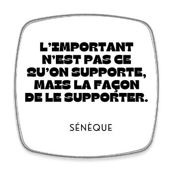 Citation motivante Sénèque stoïcisme - Magnet carré - blanc - Devant
