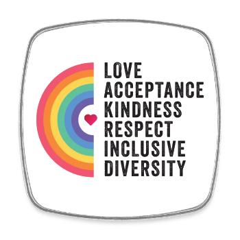 Mois de la fierté LGBT - Amour. Acceptation. Bonté. - Magnet carré - blanc - Devant