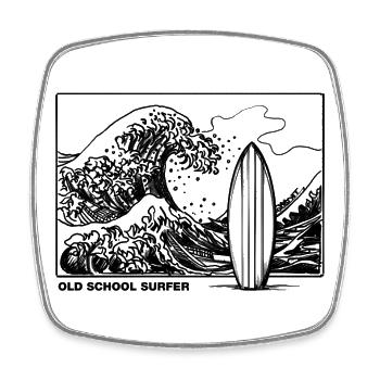Old School Surfer - Viereckiger Kühlschrankmagnet - Weiß - Vorne