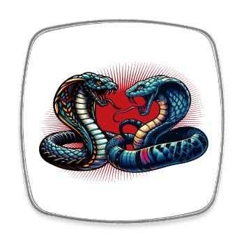 motif serpent Cobra dynamique et coloré - Magnet carré - blanc - Devant