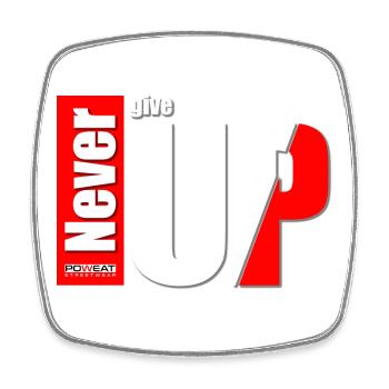 never give up - Square fridge magnet - white - Front