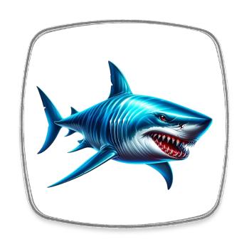 Requin - Magnet carré - blanc - Devant