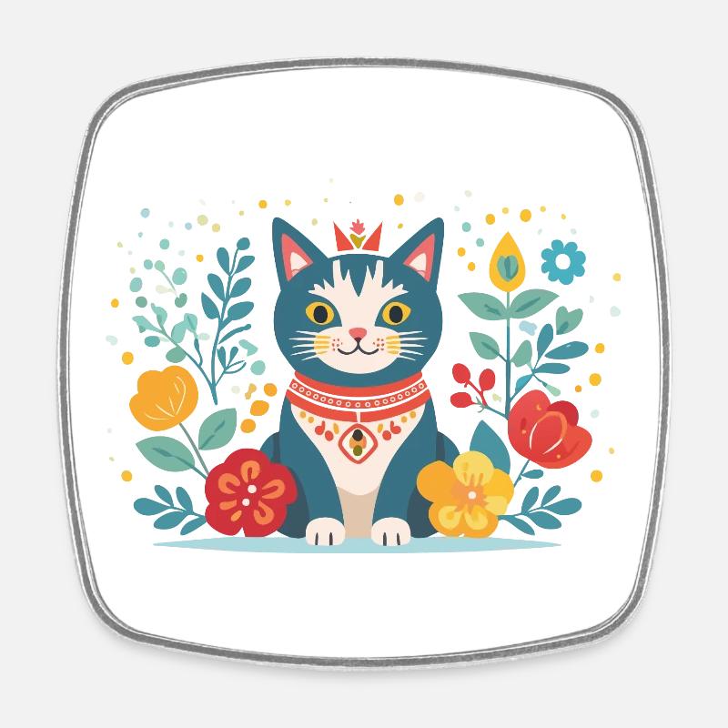 chat mignon - Magnet carré - blanc