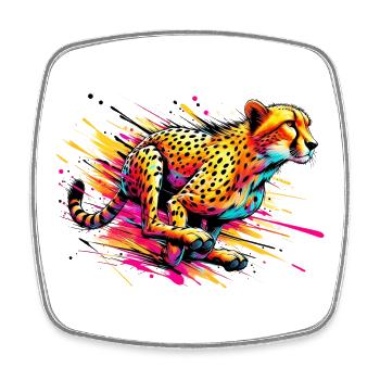 Guépard - Magnet carré - blanc - Devant