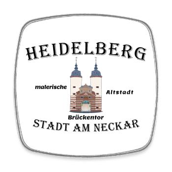 Heidelberg Bridge Gate, drawing, Germany - Square fridge magnet - white - Front