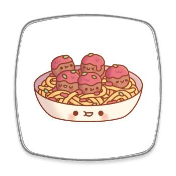 Cute Spaghetti And Meatballs Pasta - Square fridge magnet - white - Front
