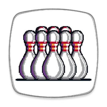 Pixel Bowling Pins - Viereckiger Kühlschrankmagnet - Weiß - Vorne