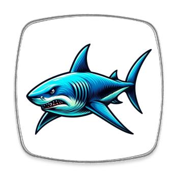 Requin - Magnet carré - blanc - Devant