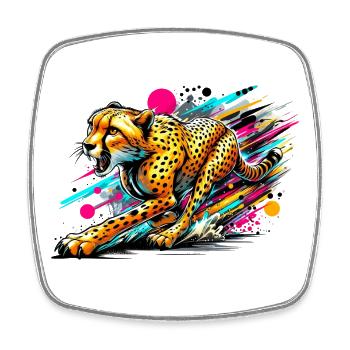 Cheetah - Square fridge magnet - white - Front