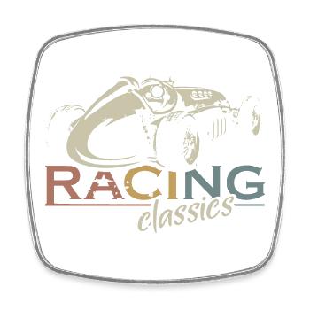 voiture vintage de course rétro Formula Symbol Logo Team - Magnet carré - blanc - Devant
