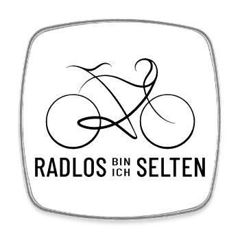 Radlos bin ich selten - Fahrrad Spruch - Viereckiger Kühlschrankmagnet - Weiß - Vorne