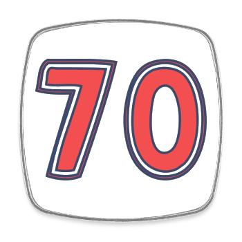 70. 70 ANS. 70e ANNIVERSAIRE. ANNIVERSAIRE 70 ANS. - Magnet carré - blanc - Devant