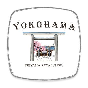 Yokohama, Japan, Iseyama Kotai Jingu Torii Shrine - Square fridge magnet - white - Front