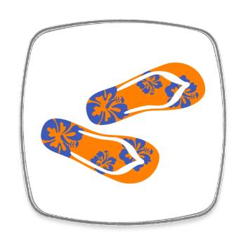 Slippers Hawaii Flip Flops Holiday Summer Flower Fun - Square fridge magnet - white - Front