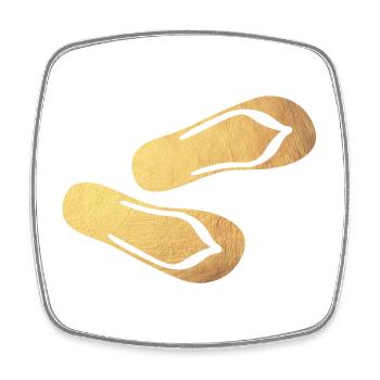 Slippers Flip Flops Gold Glamping Luxury Beach - Square fridge magnet - white - Front