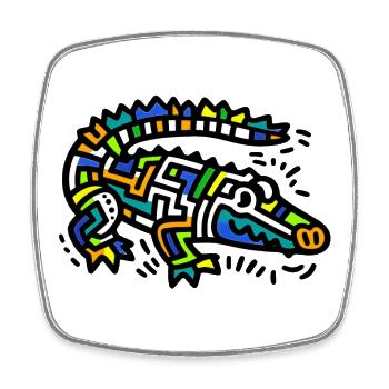 Alligator-Krokodil - Viereckiger Kühlschrankmagnet - Weiß - Vorne