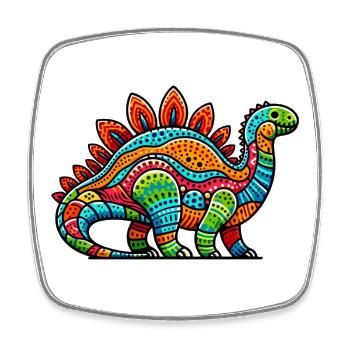 Dinosaure - Magnet carré - blanc - Devant