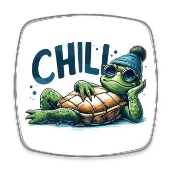 Cadeau Chill Toad Turtle Cool Chill - Magnet carré - blanc - Devant