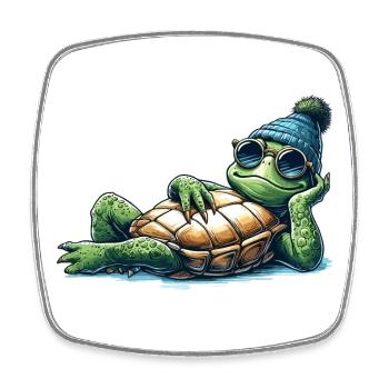Cadeau Chill Toad Turtle Cool Chill - Magnet carré - blanc - Devant