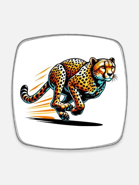 Cheetah - Square fridge magnet - white