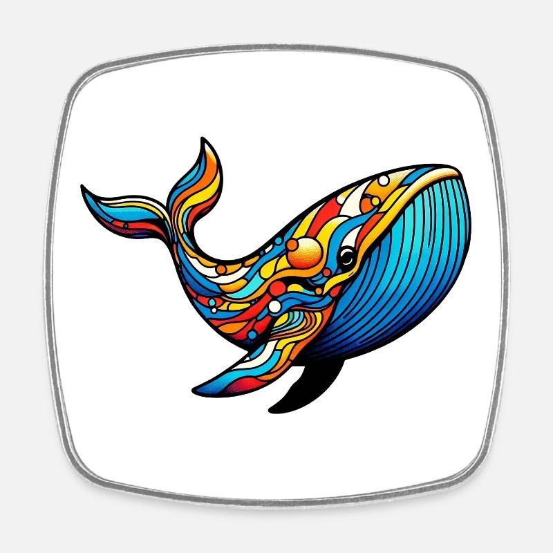 Baleine - Magnet carré - blanc
