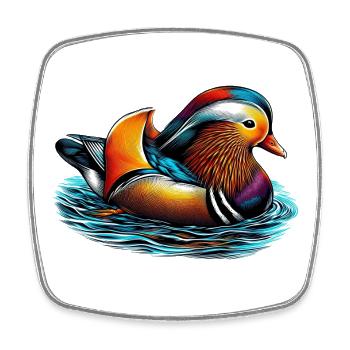 Mandarin duck - Square fridge magnet - white - Front