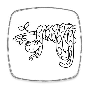 Snake Kawaii coloring page hand-illustrated - Square fridge magnet - white - Front