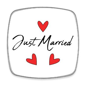 GERADE VERHEIRATET. Junggesellinnenabschied. VALENTINSTAG. PAAR - Viereckiger Kühlschrankmagnet - Weiß - Vorne