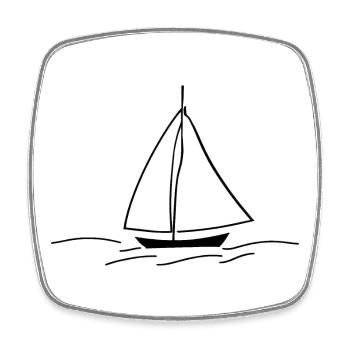 Segelboot in Lineart, Abenteuer und Freiheit - Viereckiger Kühlschrankmagnet - Weiß - Vorne
