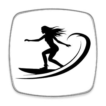 Surfen Mädchen Zeichnung - Viereckiger Kühlschrankmagnet - Weiß - Vorne