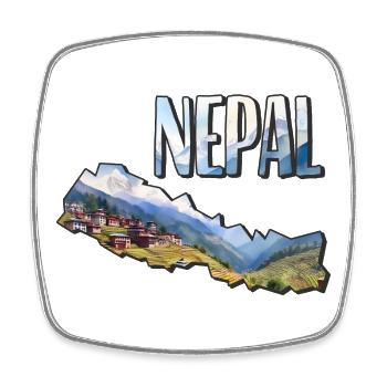 Aquarell Landkarte Nepal - Viereckiger Kühlschrankmagnet - Weiß - Vorne