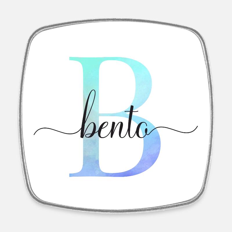B| Monogramme | Nom | Bento | Aquarelle - Magnet carré - blanc