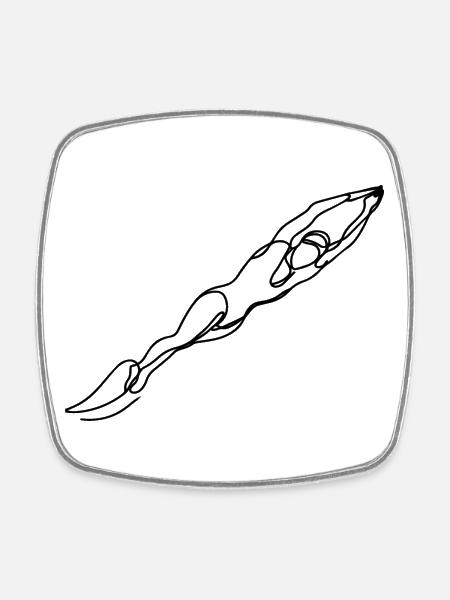 Croquis du nageur - Magnet carré - blanc