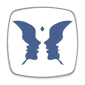 Des visages qui s’embrassent ou un papillon - Magnet carré - blanc - Devant