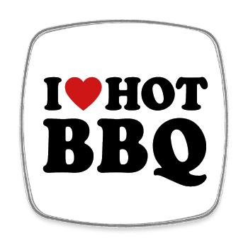 I Love Hot BBQ Spruch Grillen - Viereckiger Kühlschrankmagnet - Weiß - Vorne