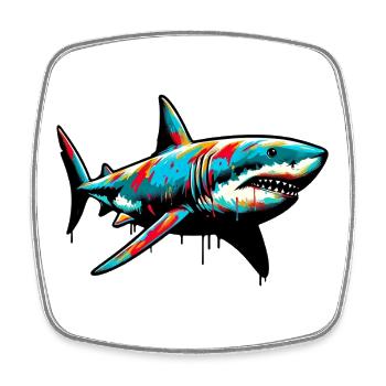 Requin - Magnet carré - blanc - Devant
