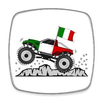Italy Flag Monster Truck - Square fridge magnet - white - Front