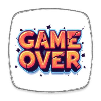 Game Over - Viereckiger Kühlschrankmagnet - Weiß - Vorne