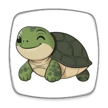 Süße glückliche Schildkröte - entzückende und fröhliche Karikatur - Viereckiger Kühlschrankmagnet - Weiß - Vorne