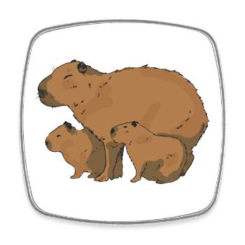 Capybara Familie Wasserschwein - Viereckiger Kühlschrankmagnet - Weiß - Vorne