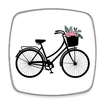 Floral Bicycle - Square fridge magnet - white - Front