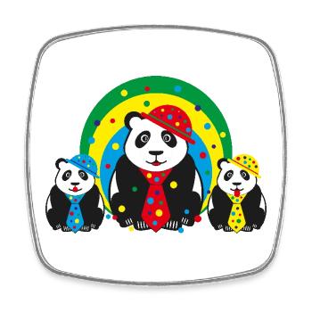 Party Panda Familie mit Hüten und viel Konfetti. - Viereckiger Kühlschrankmagnet - Weiß - Vorne
