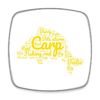 Carp Fishing - Carp-Shaped Yellow Words - Square fridge magnet - white - Front