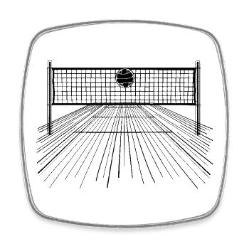 Ballon et filet de volley-ball - Magnet carré - blanc - Devant