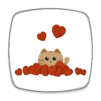 Süße Katze umgeben von Herzen zum Valentinstag - Viereckiger Kühlschrankmagnet - Weiß - Vorne