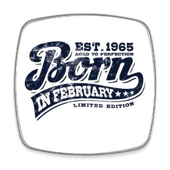 Born in February 1965 - Geburtstag - Geschenk - Viereckiger Kühlschrankmagnet - Weiß - Vorne