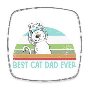 Best Cat Dad Cats Dad Vintage Cat Lover - Square fridge magnet - white - Front