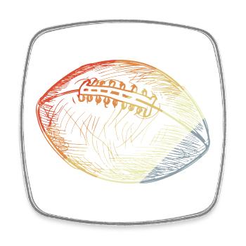 Ballon de football américain vintage - Magnet carré - blanc - Devant