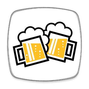 2 Bayrische Bierkrüge Stoßen An (Bier Maßkrüge 2C) - Viereckiger Kühlschrankmagnet - Weiß - Vorne